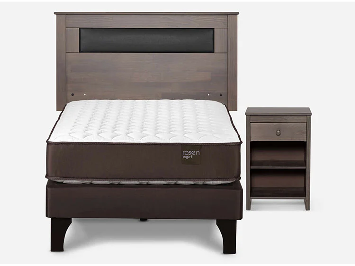JUEGO DE DORMITORIO ROSEN CAMA EUROPEA ERGO T 1.5 PLAZAS + SET FERRARA 1