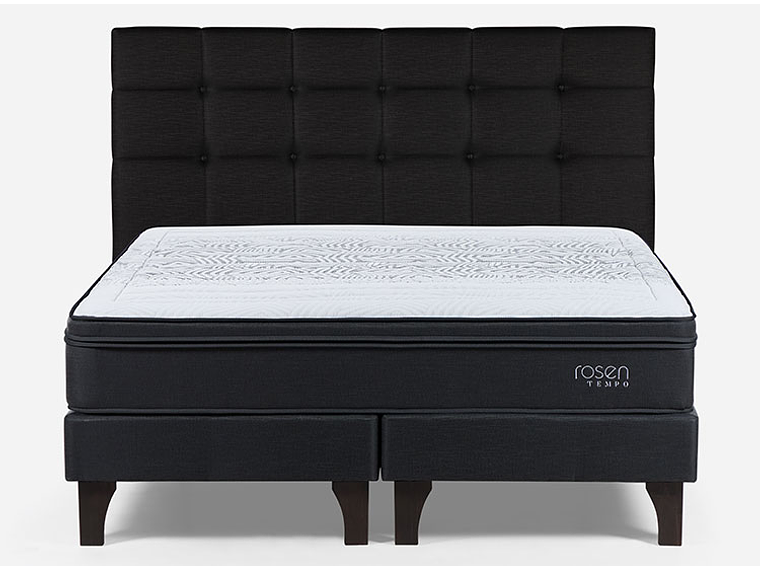 JUEGO DE DORMITORIO ROSEN CAMA EUROPEA TEMPO KING + RESPALDO ISSEY GRAFITO 1