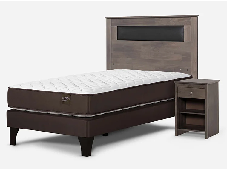 JUEGO DE DORMITORIO ROSEN CAMA EUROPEA ERGO T 1.5 PLAZAS + SET FERRARA 2