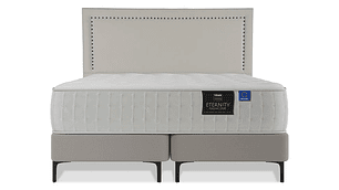 JUEGO DE DORMITORIO FLEX CAMA EUROPEA ETERNITY TOP SÚPER KING ARENA + RESPALDO TACHAS CRUDO