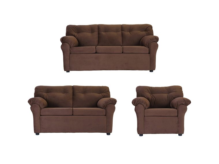 JUEGO LIVING MUEBLES AMÉRICA 321 TELA CHOCOLATE 1