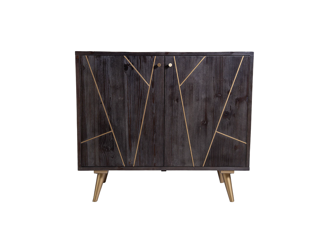 COMODA MONG DE MADERA Y ACERO COLOR NEGRO 1