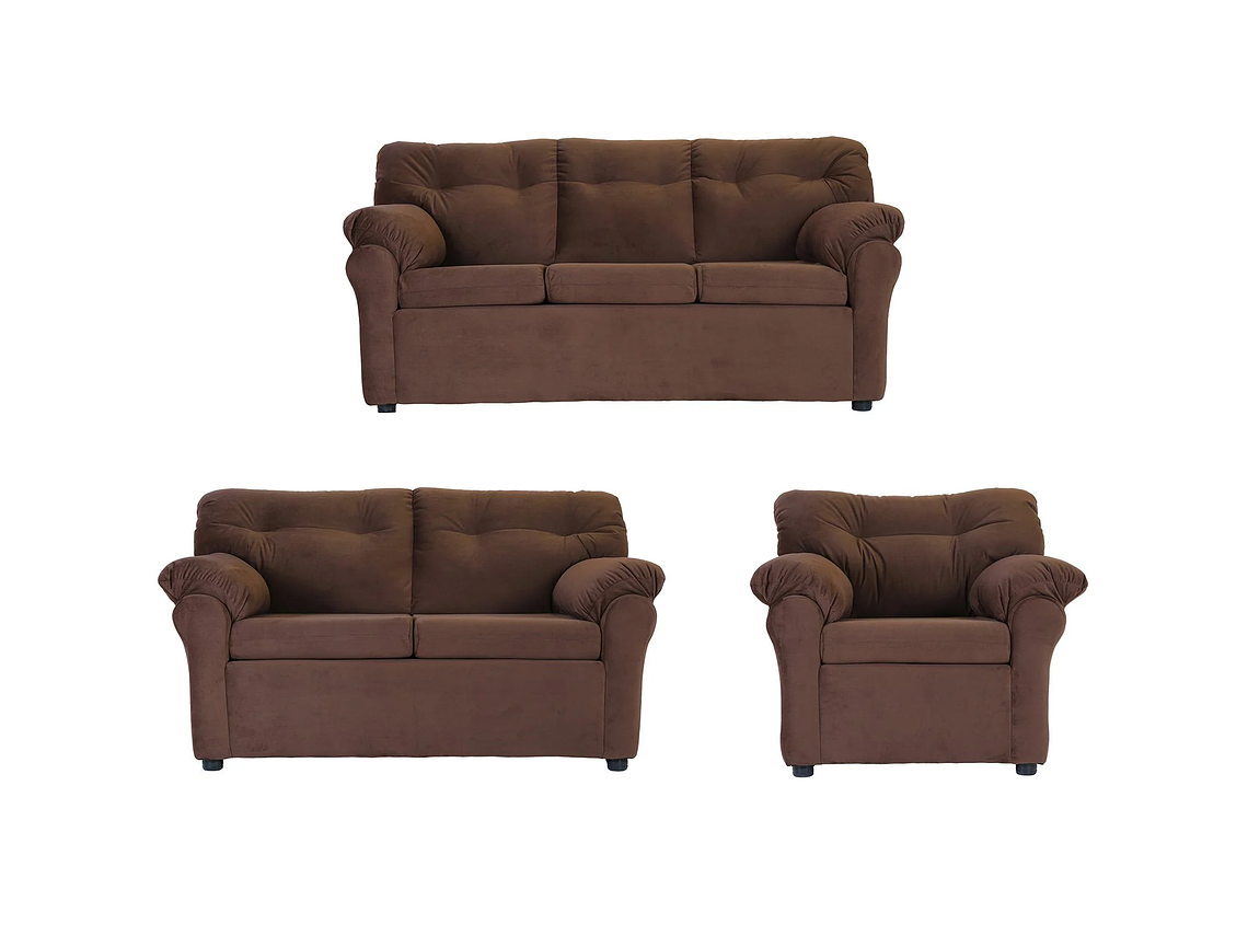 JUEGO LIVING MUEBLES AMÉRICA 321 TELA CHOCOLATE 2