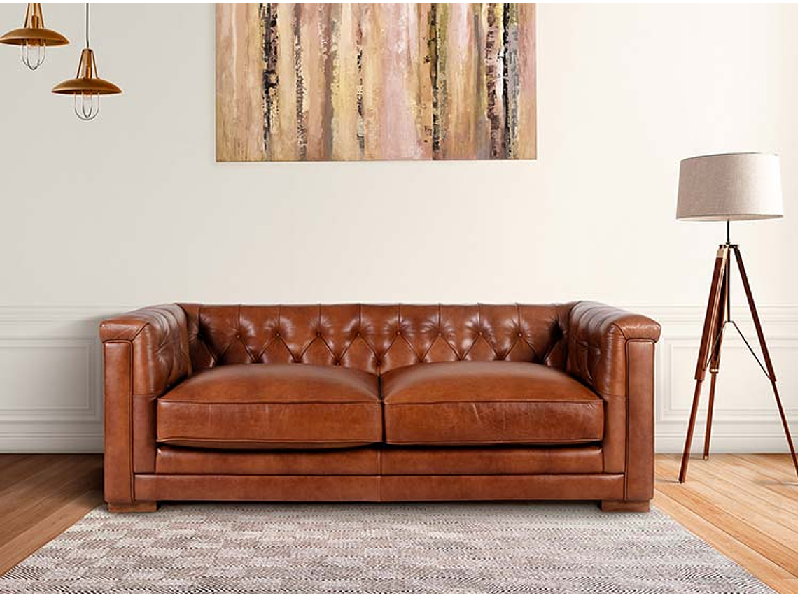 SOFÁ CIC CHESTERFIELD SIENA 3 CUERPOS CUERO CHOCOLATE 5