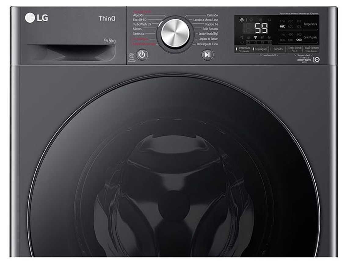 LAVADORA SECADORA LG WD9MVC4S6 9KG/5KG NEGRO 8