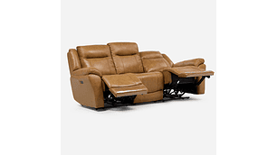 SOFÁ RECLINABLE RIMINI 3 CUERPOS ELÉCTRICO CUERO WHISKEY