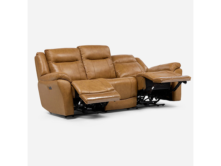SOFÁ RECLINABLE RIMINI 3 CUERPOS ELÉCTRICO CUERO WHISKEY 1