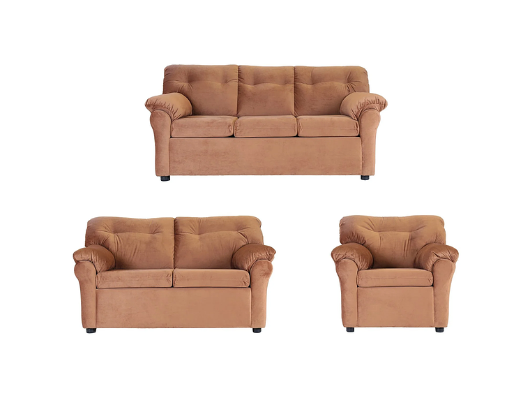 JUEGO LIVING MUEBLES AMÉRICA 321 TELA TOSTADO 1