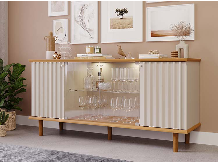 BUFFET DECOCASA JANICE LED OFF WHITE 1