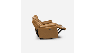 SOFÁ RECLINABLE RIMINI 3 CUERPOS ELÉCTRICO CUERO WHISKEY