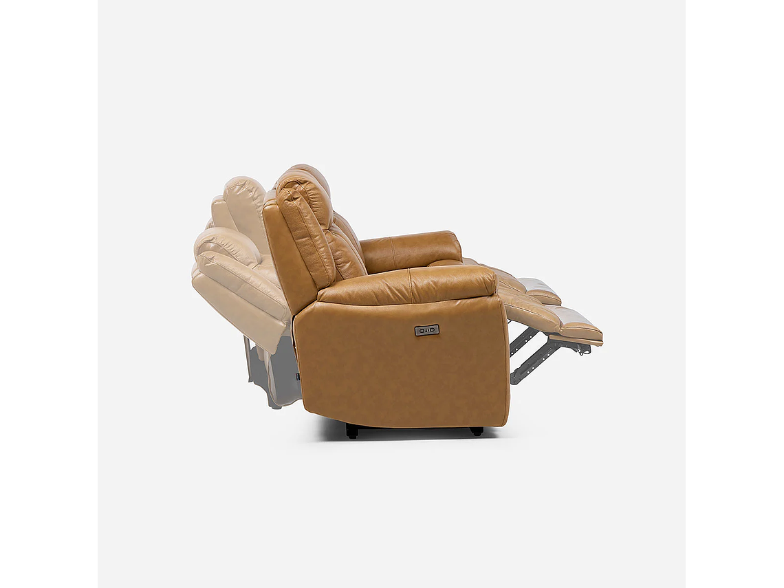 SOFÁ RECLINABLE RIMINI 3 CUERPOS ELÉCTRICO CUERO WHISKEY 3