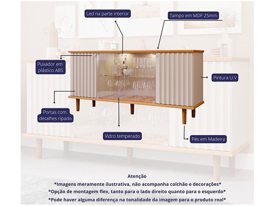BUFFET DECOCASA JANICE LED OFF WHITE 3