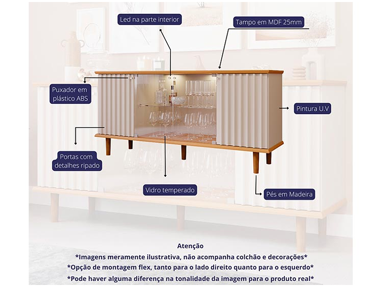 BUFFET DECOCASA JANICE LED OFF WHITE 3