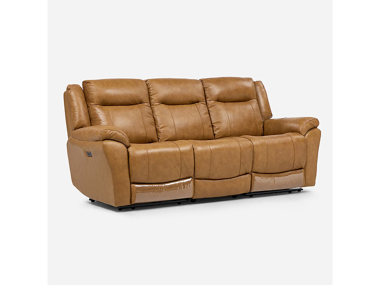 SOFÁ RECLINABLE RIMINI 3 CUERPOS ELÉCTRICO CUERO WHISKEY 6