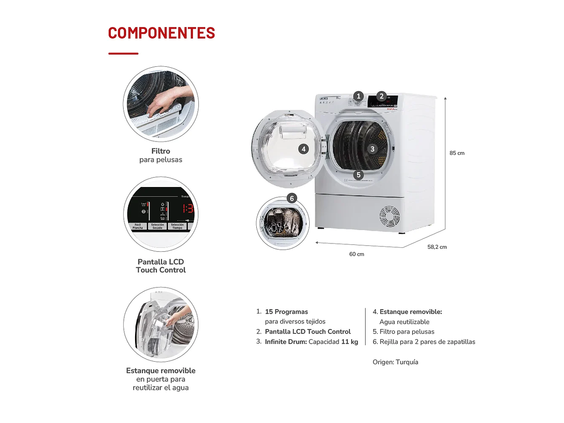 SECADORA ELE CTRICA 11 KG POR CONDENSACION CON BOMBA CALOR 2