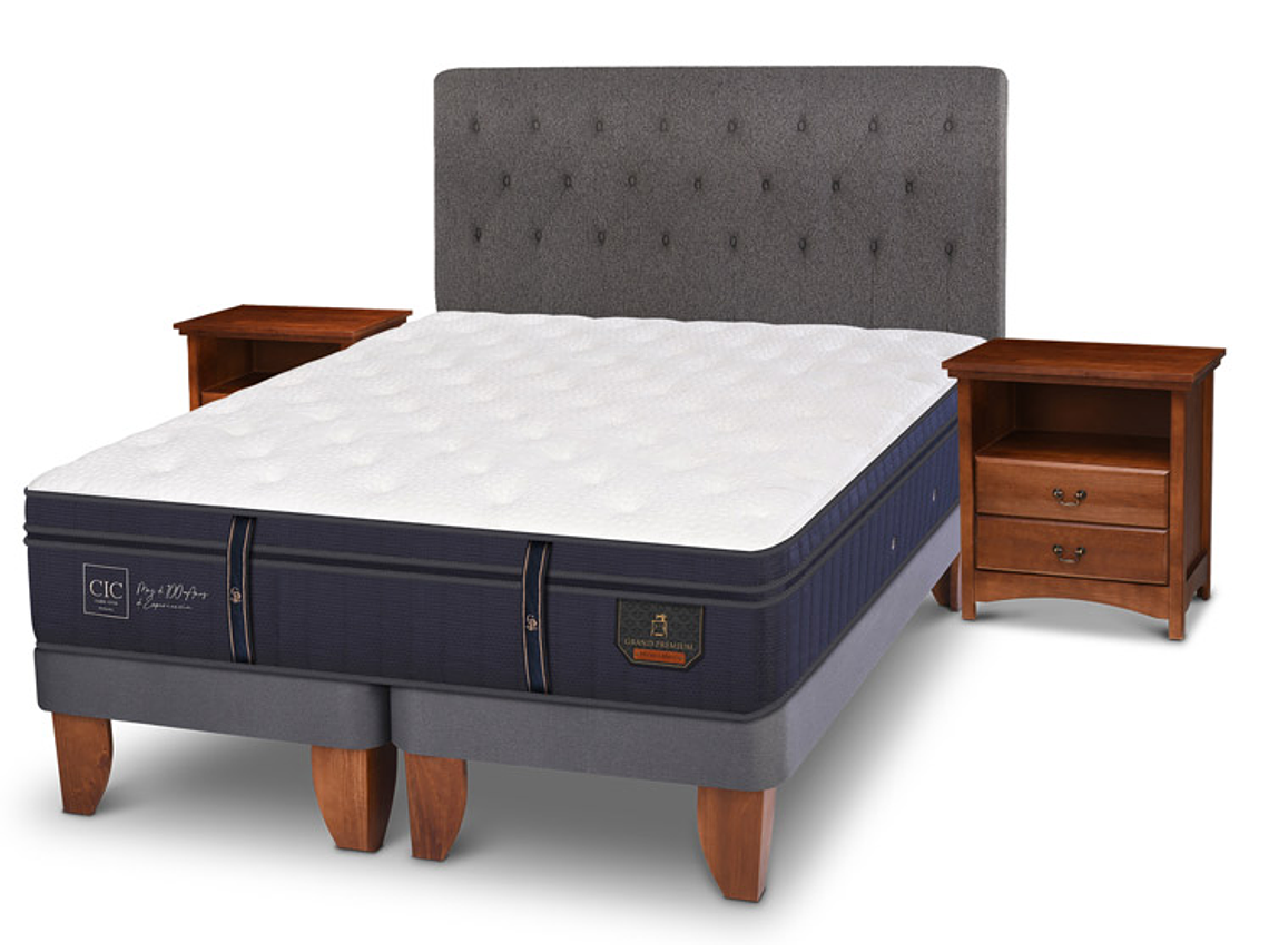 JUEGO DE DORMITORIO CIC CAMA EUROPEA GRAND PREMIUM KING + SET KAVERY 2
