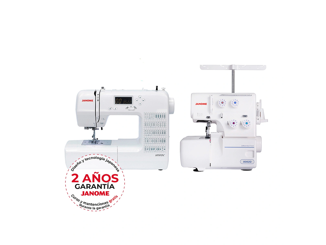 PACK JANOME MAQUINA DE COSER 1050DC + MAQUINA OVERLOCK 8002D 4