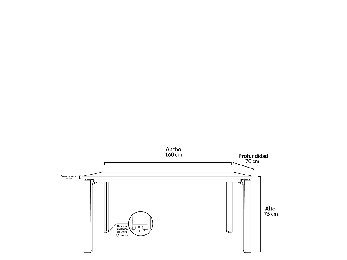 ESCRITORIO FORM OFFICE NEO CON PASACABLES 160X70 METAL 5