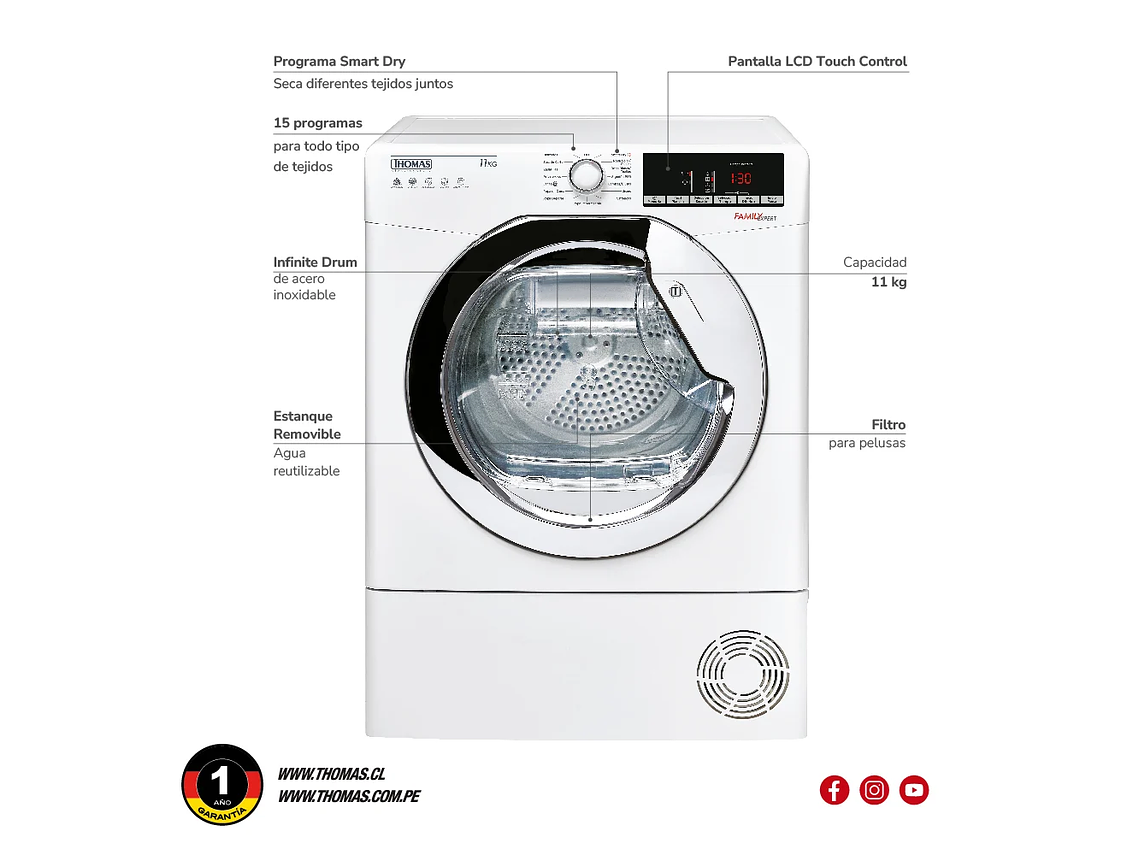 SECADORA ELE CTRICA 11 KG POR CONDENSACION CON BOMBA CALOR 5