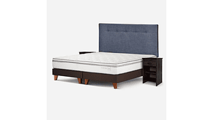 CAMA EUROPEA CLASSIQUE+ 2 PLAZAS +RESPALDO Y VELADORES DENIM