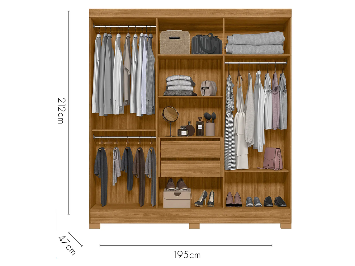 CLÓSET DI PORETTI DESIGN CINZA VALENCIA 6 PUERTAS 2 CAJONES CAFÉ 2
