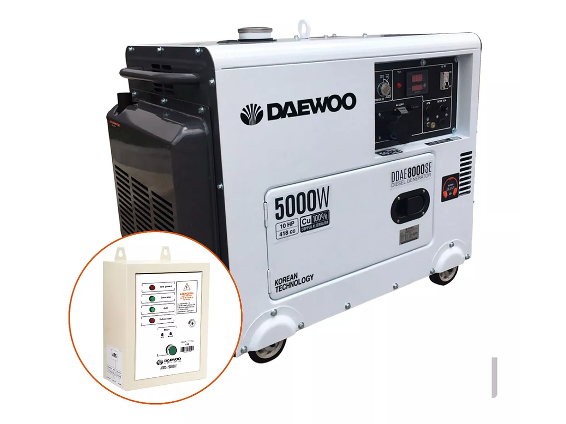 GENERADOR DIESEL DAEWOO INSONORO 5 KW + TABLERO TRANSF. ATS 4