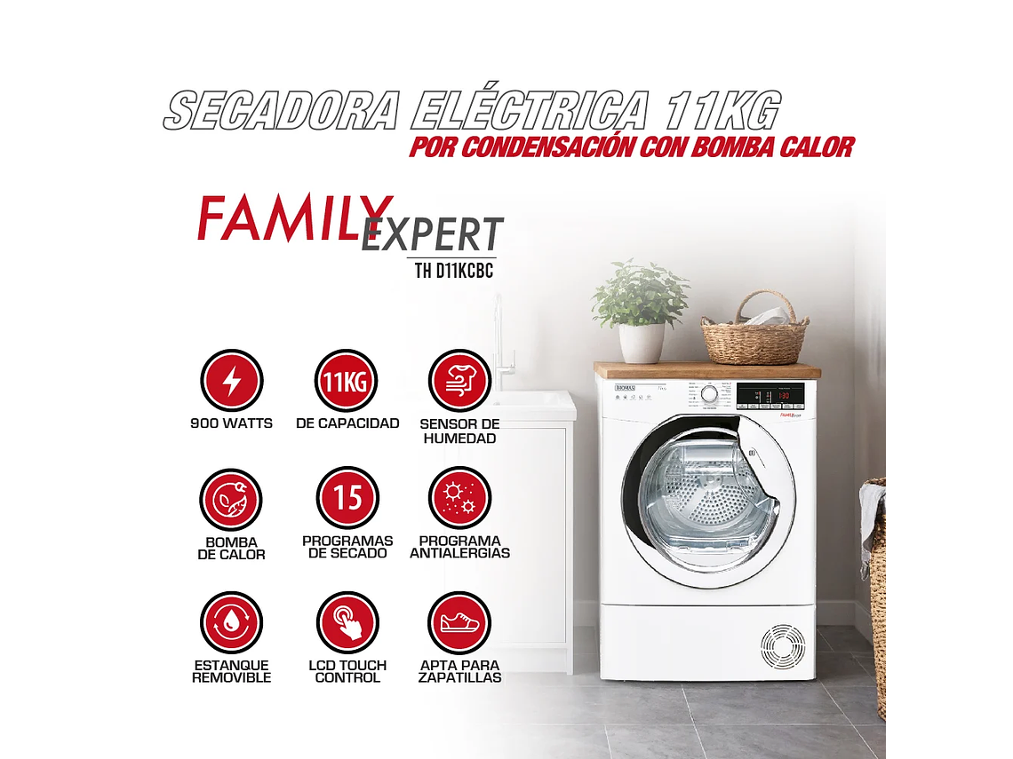SECADORA ELE CTRICA 11 KG POR CONDENSACION CON BOMBA CALOR 8