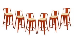 TABURETE HABITA2 TOLIX MADERA ROJO PACK 6 66CM