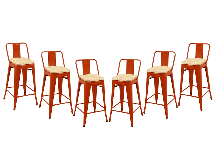 TABURETE HABITA2 TOLIX MADERA ROJO PACK 6 66CM 1