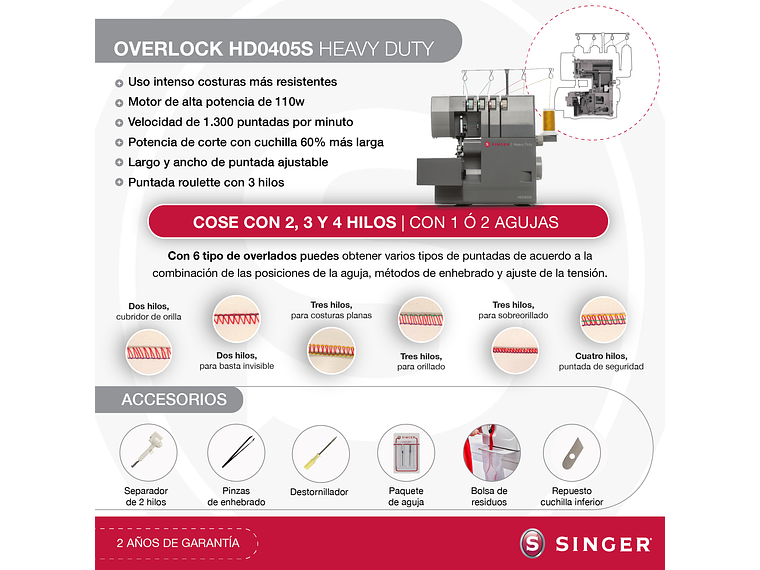COMBO SINGER HEAVY DUTY FACILITA PRO 4423 + OVERLOCK HD0405S 6