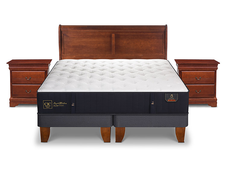 JUEGO DE DORMITORIO CIC CAMA EUROPEA PREMIUM KING + SET MIRO 1
