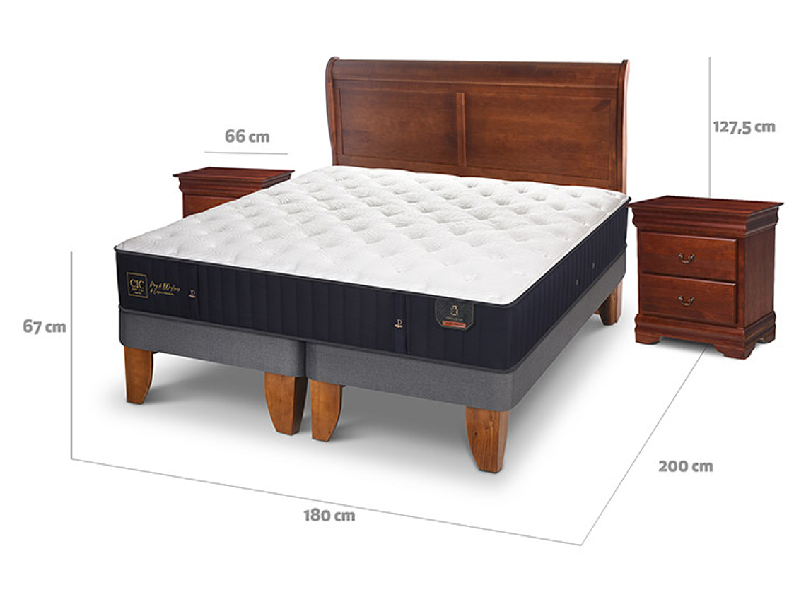 JUEGO DE DORMITORIO CIC CAMA EUROPEA PREMIUM KING + SET MIRO 3
