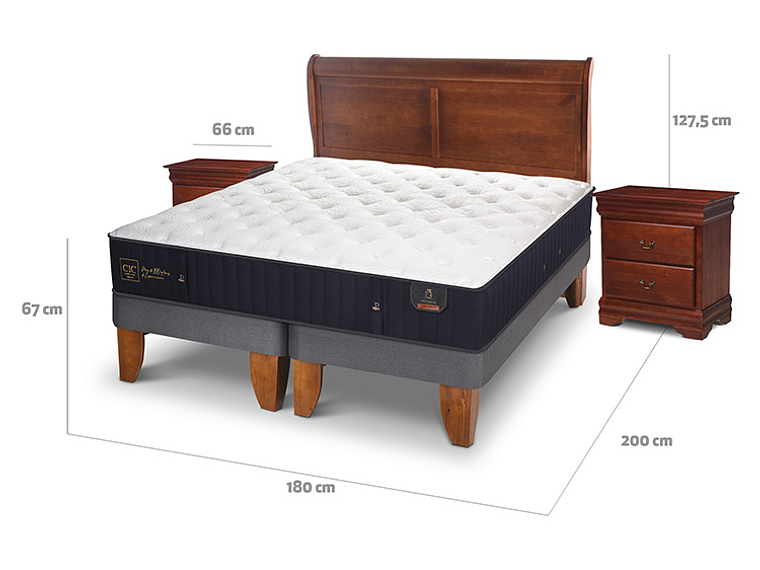JUEGO DE DORMITORIO CIC CAMA EUROPEA PREMIUM KING + SET MIRO 3