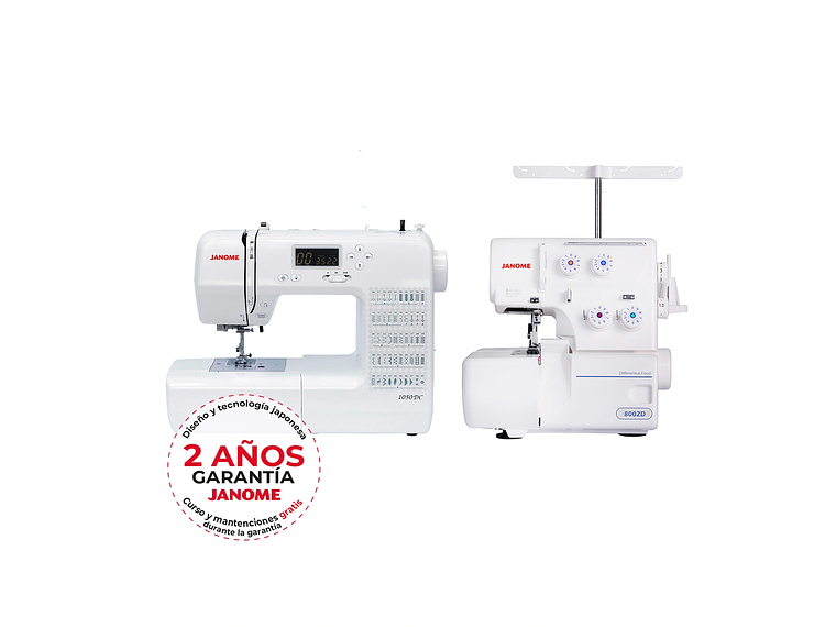 PACK JANOME MAQUINA DE COSER 1050DC + MAQUINA OVERLOCK 8002D 2