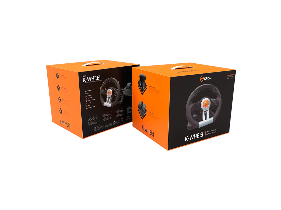 KIT VOLANTE CON PEDALES KROM K-WHEEL PREMIUM PS4 XBOX ONE PC 3
