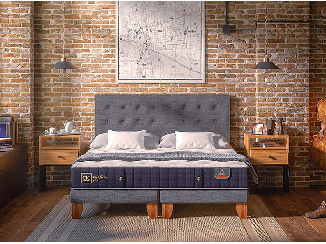 JUEGO DE DORMITORIO CIC CAMA EUROPEA PREMIUM KING + SET MIRO 9