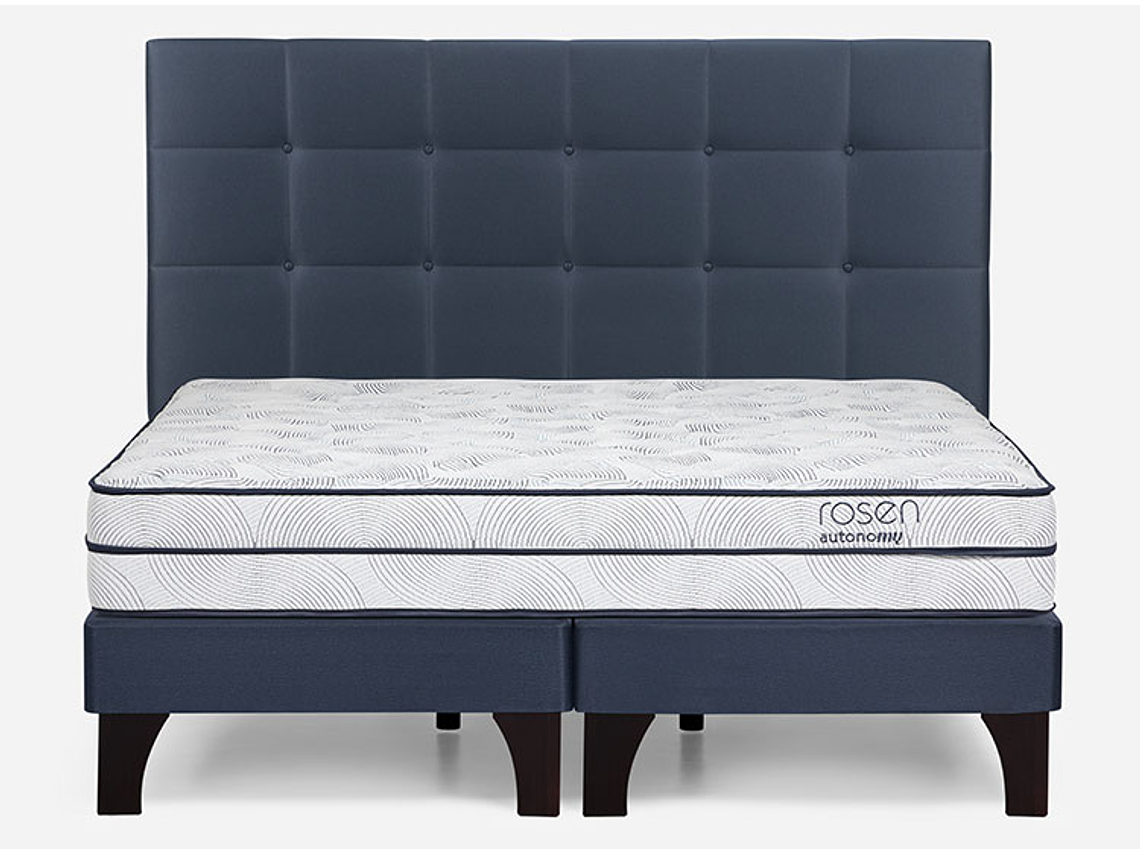 JUEGO DE DORMITORIO ROSEN CAMA EUROPEA AUTONOMY SKY KING AZUL + RESPALDO ISSEY 1
