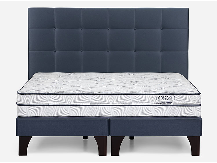 JUEGO DE DORMITORIO ROSEN CAMA EUROPEA AUTONOMY SKY KING AZUL + RESPALDO ISSEY 1