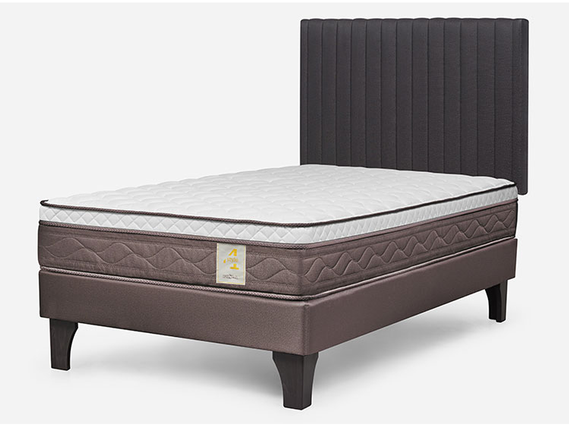 JUEGO DE DORMITORIO ROSEN CAMA EUROPEA NEW STYLE 4 PLUS 1.5 PLAZAS + RESPALDO LUCIO GRAFITO 2