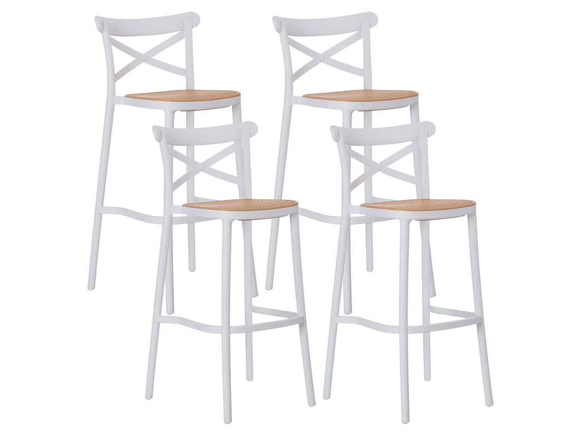 PACK 4 TABURETES BAR & TERRAZA VALENTINO 75 CM | BLANCO | EXTERIOR 1