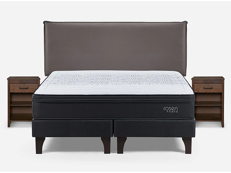 JUEGO DE DORMITORIO ROSEN CAMA EUROPEA TEMPO BD 2 PLAZAS GRAFITO + SET MAURICE CHOCOLATE 1