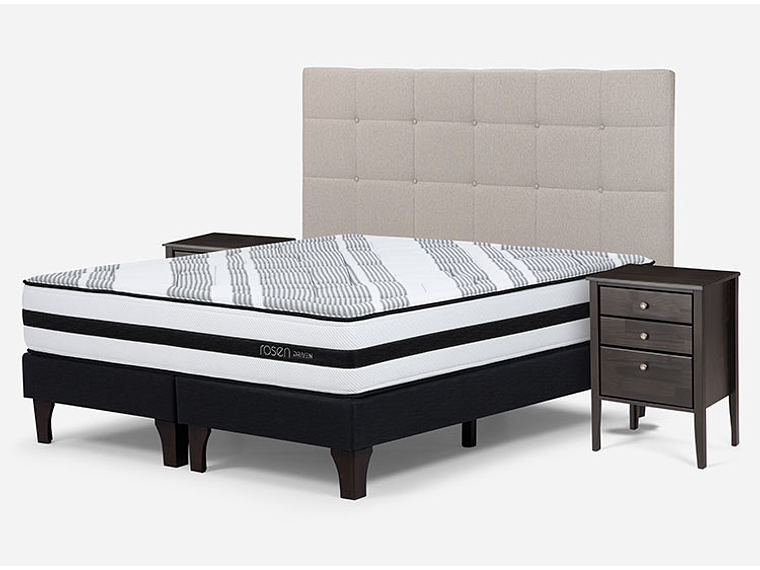 JUEGO DE DORMITORIO ROSEN CAMA EUROPEA DRIVEN SÚPER KING GRAFITO + SET ISSEY NIEBLA 2
