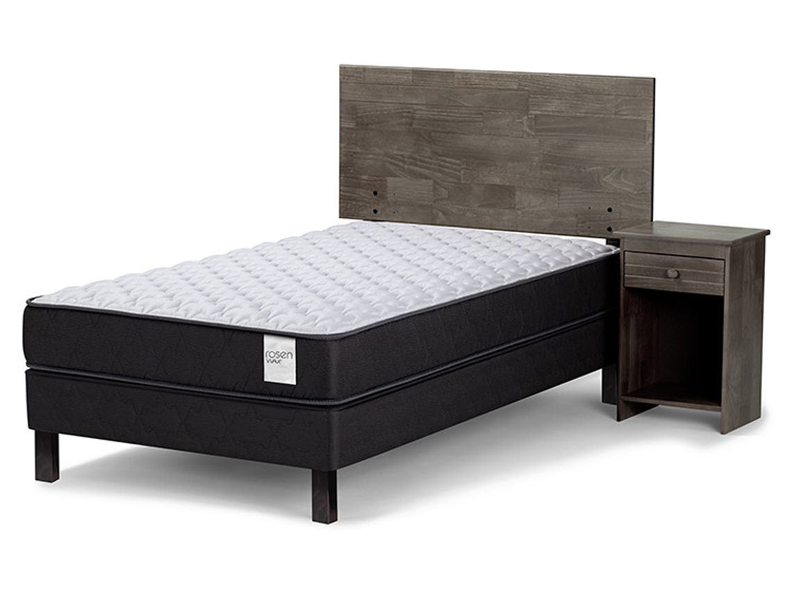 JUEGO DE DORMITORIO ROSEN CAMA EUROPEA WAVE 1.5 PLAZAS + SET TABOR GRAFITO 2