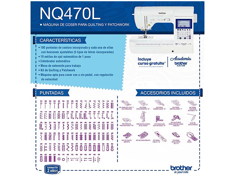 MAQUINA DE COSER BROTHER NQ470 QUILTING Y PATCHWORK 4