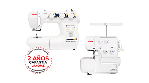COMBO JANOME MAQUINA DE COSER EASY JEANS PLUS + OVERLOCK 8002D