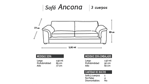 LIVING ANCONA 3-2 TELA VELVET GRIS