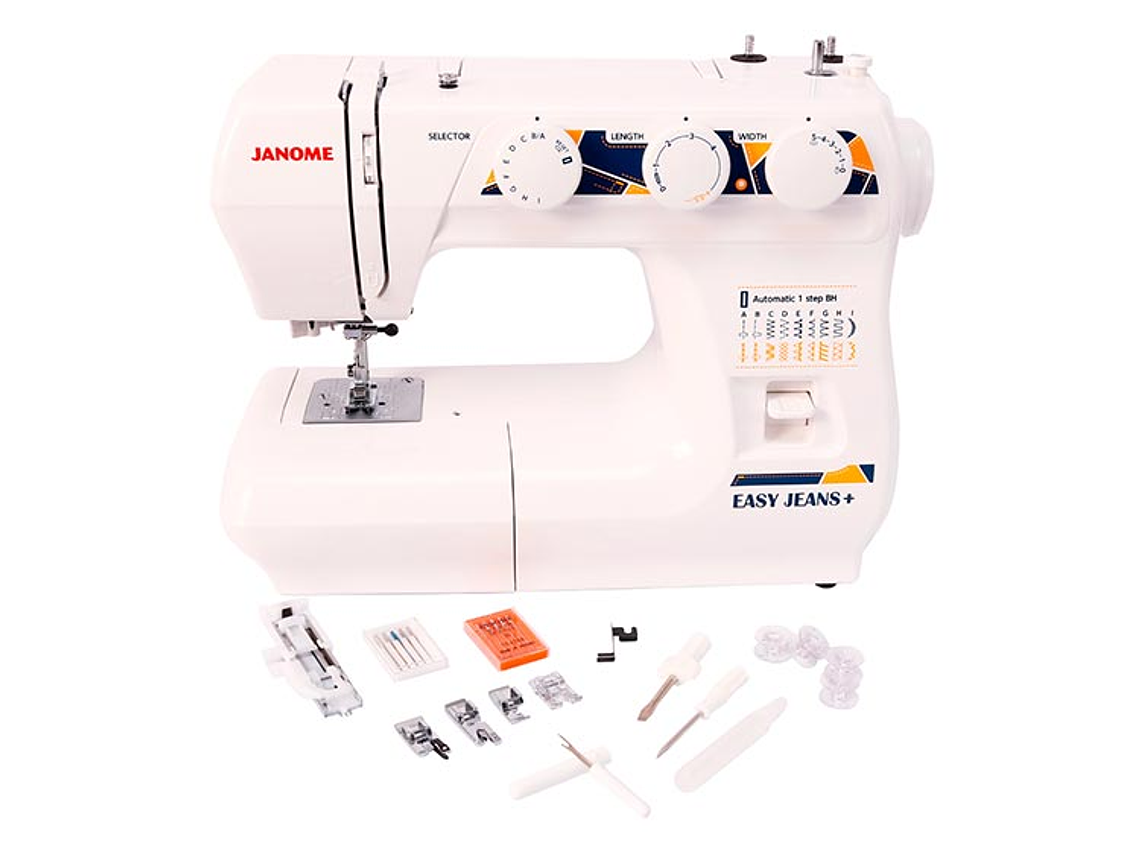 COMBO JANOME MAQUINA DE COSER EASY JEANS PLUS + OVERLOCK 8002D 2