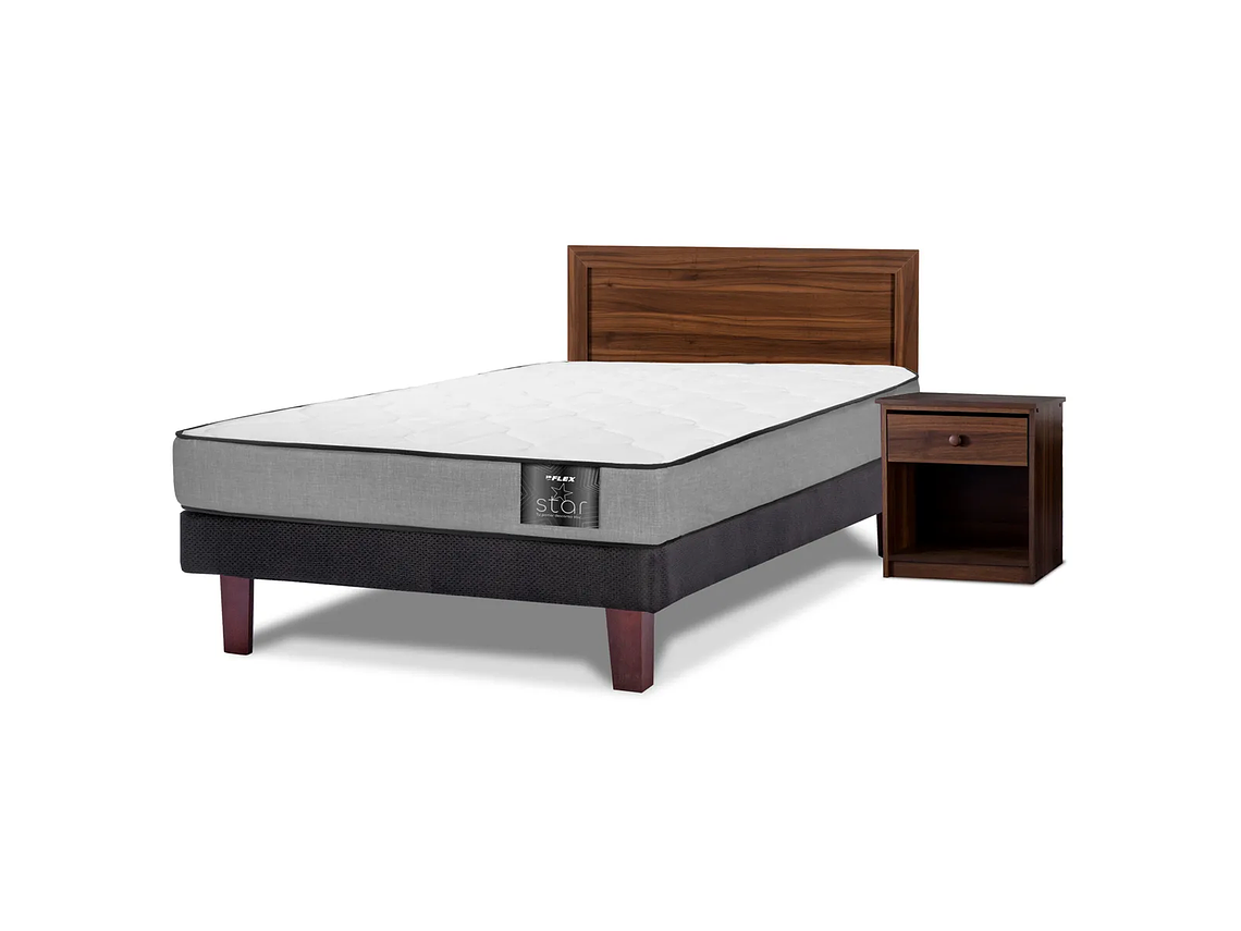 JUEGO DE DORMITORIO FLEX CAMA EUROPEA STAR 1 PLAZA + SET ASTURIAS 1