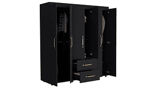 CLÓSET TUHOME WENGUE GOLDEN 6 PUERTAS 2 CAJONES NEGRO