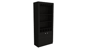 BAR FMFURNITURE ALTO 5 BOTELLEROS Y PORTACOPAS FM 003C CAFÉ OSCURO NEGRO